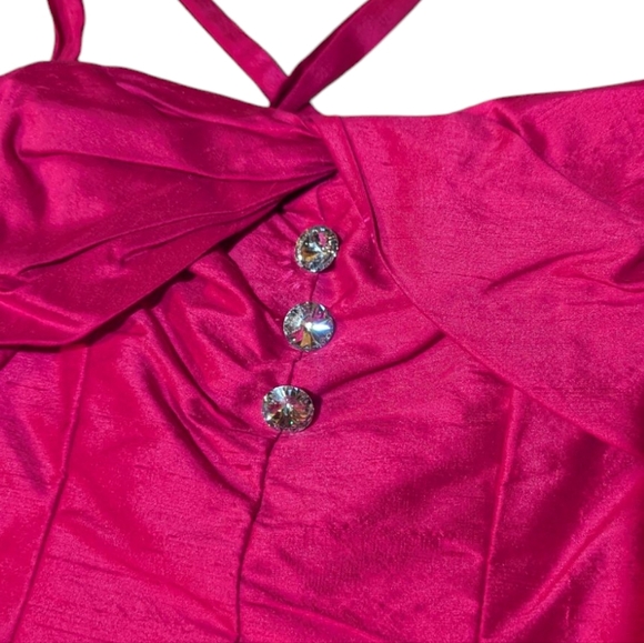 Flirtations by Alfred Anglelo Vintage Hot Pink Mini Dress Small Retro Prom - Picture 4 of 10
